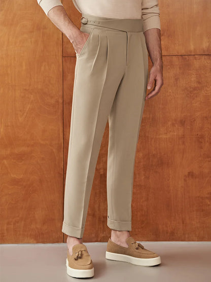 Herren anzüge Hose hohe Taille Freizeit neunte Hose Armee grün braun Khaki Italien Casual Style Hose plus Größe 40 Frühling Herbst