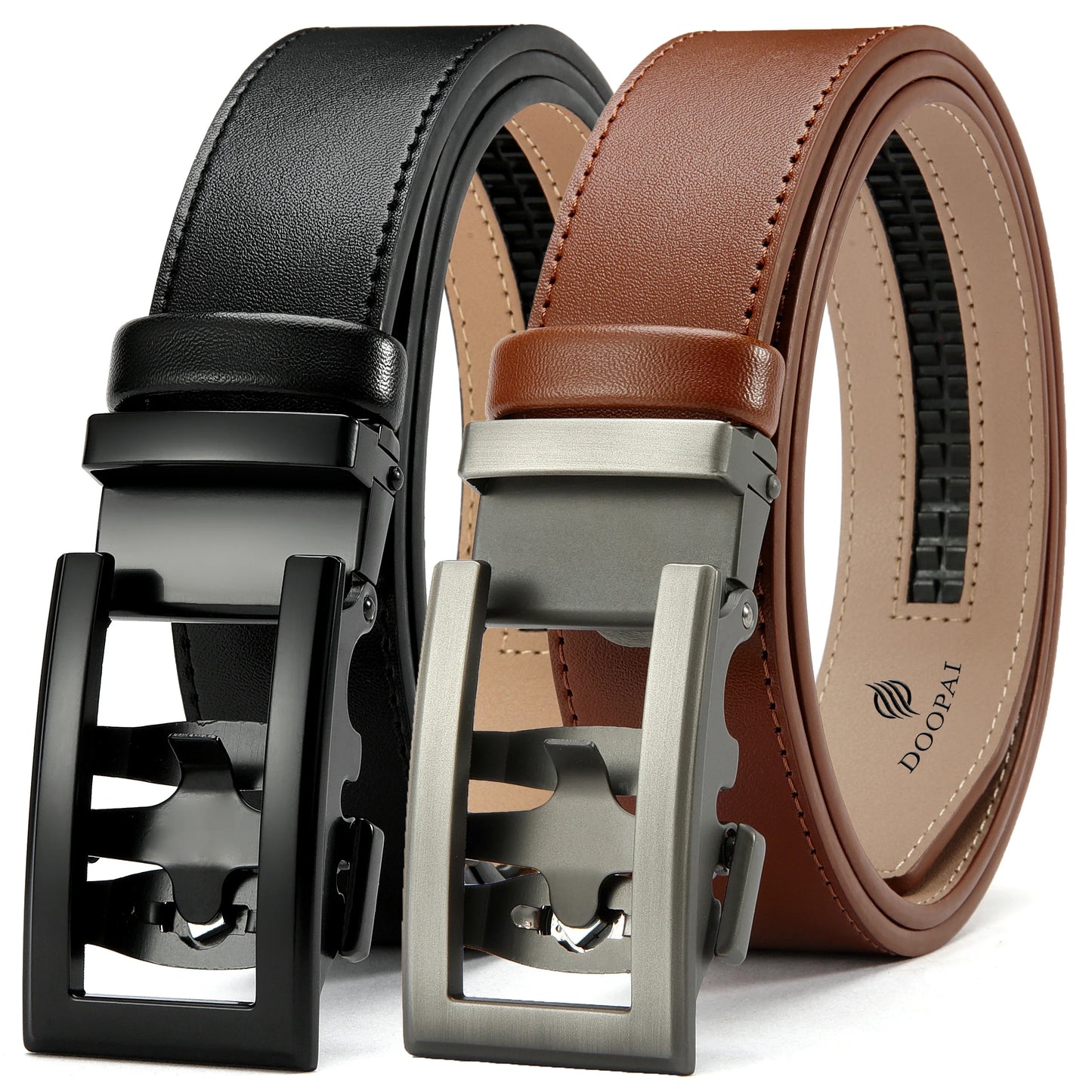 Herren Echtleder-Gürtel Hohles Muster Automatik-Schnalle Unisex 3,5 cm