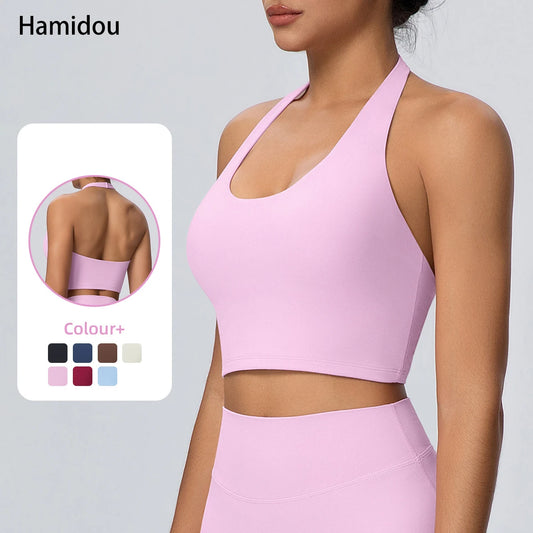 Lila Yoga-Sporttop mit breitem Träger und Racerback-Design
