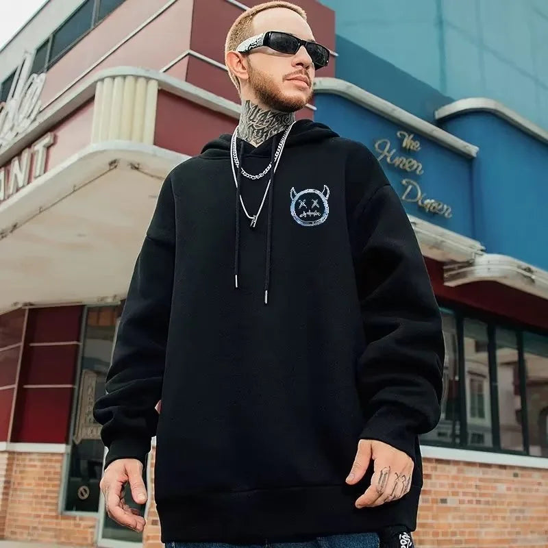 Herbst lustige Breakout Rinder Print Pullover Hoodies für Männer lässig lose Hip Hop Hoody Sweatshirt Mode y2k Streetwear Hoodie
