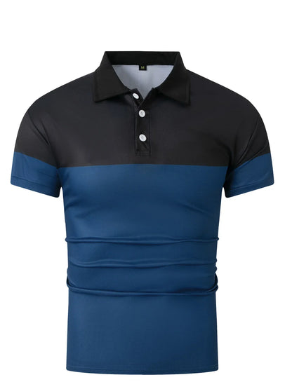 Lässiges Herren-Poloshirt mit digitalem Farbpatch-Druck und Reißverschluss am Kragen – ideal für den Sommer.