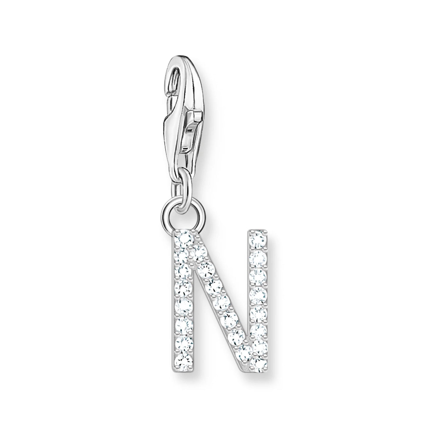 Damen-Charm-Anhänger Buchstaben weißer Stein klassisch aus Sterlingsilber
