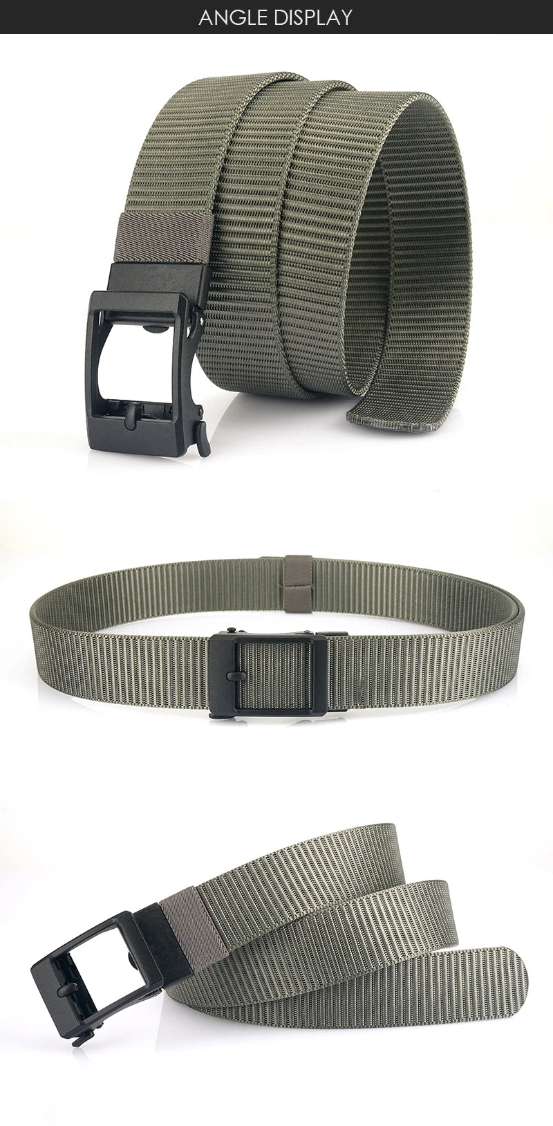 Herren-Gürtel aus Nylon 3,8 cm Breite verstellbar mit automatischer Schnalle für Alltag und Abenteuer