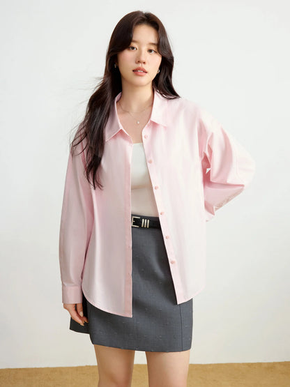 Einfaches Damen-T-Shirt mit Rundhalsausschnitt und sommerlichem Print in Rosa – Kurzarmshirt für Frauen