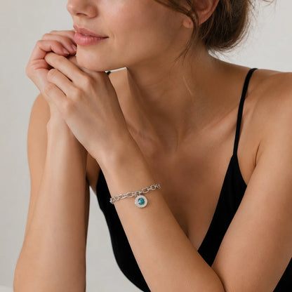 Damen-Armband blau Gliederkette Herbst Club aus Sterlingsilber