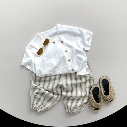 Kinder Hosen im dünnen Stil mit kariertem Design für den Sommer