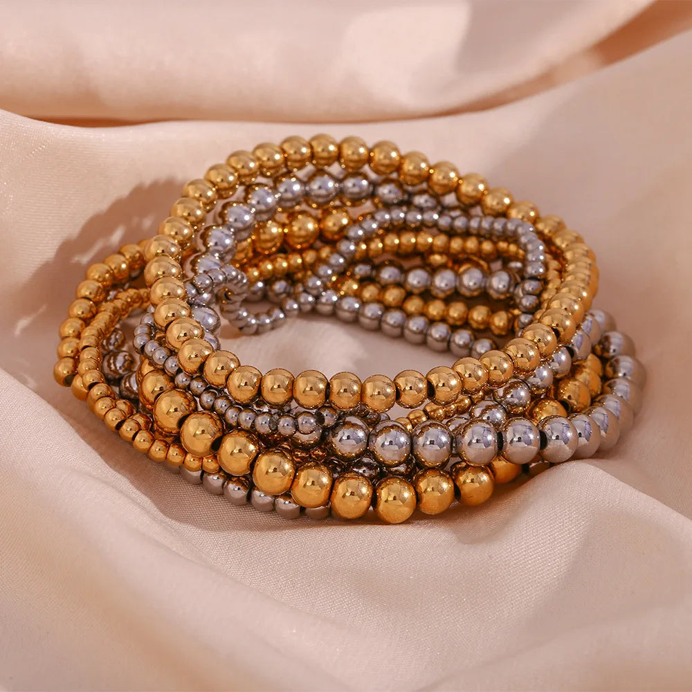 Damen-Perlenarmband mit Farbverlauf aus Edelstahl