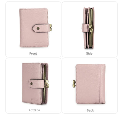 Damen Echtleder Geldbörse Vintage Metallrahmen Kartenhalter Münzbörse Luxus