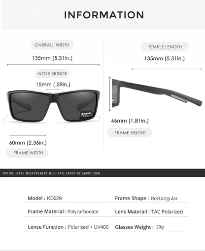 Sonnenbrille Rechteck polarisiert UV400 Beschichtung Herren