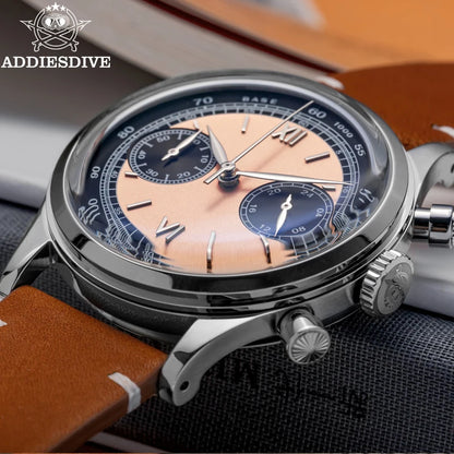 Herren-Chronograph mit Lederarmband und Multifunktionswerk