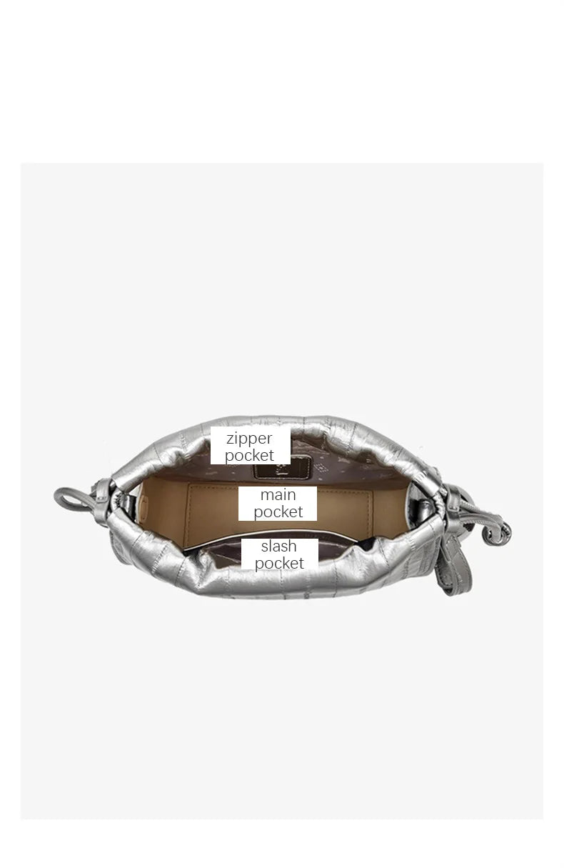 Damen Schultertasche aus Kunstleder und Spaltleder mit Kordelzug