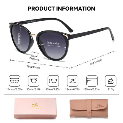 Damen-Sonnenbrille rund optional Farben leicht Pendeln UV400 polarisiert