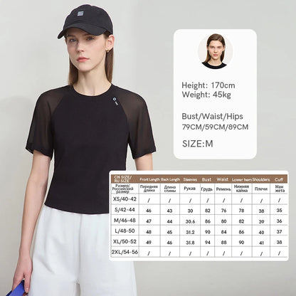 Damen T-Shirt im Casual-Stil mit gesticktem Rundhals und kurzen Ärmeln
