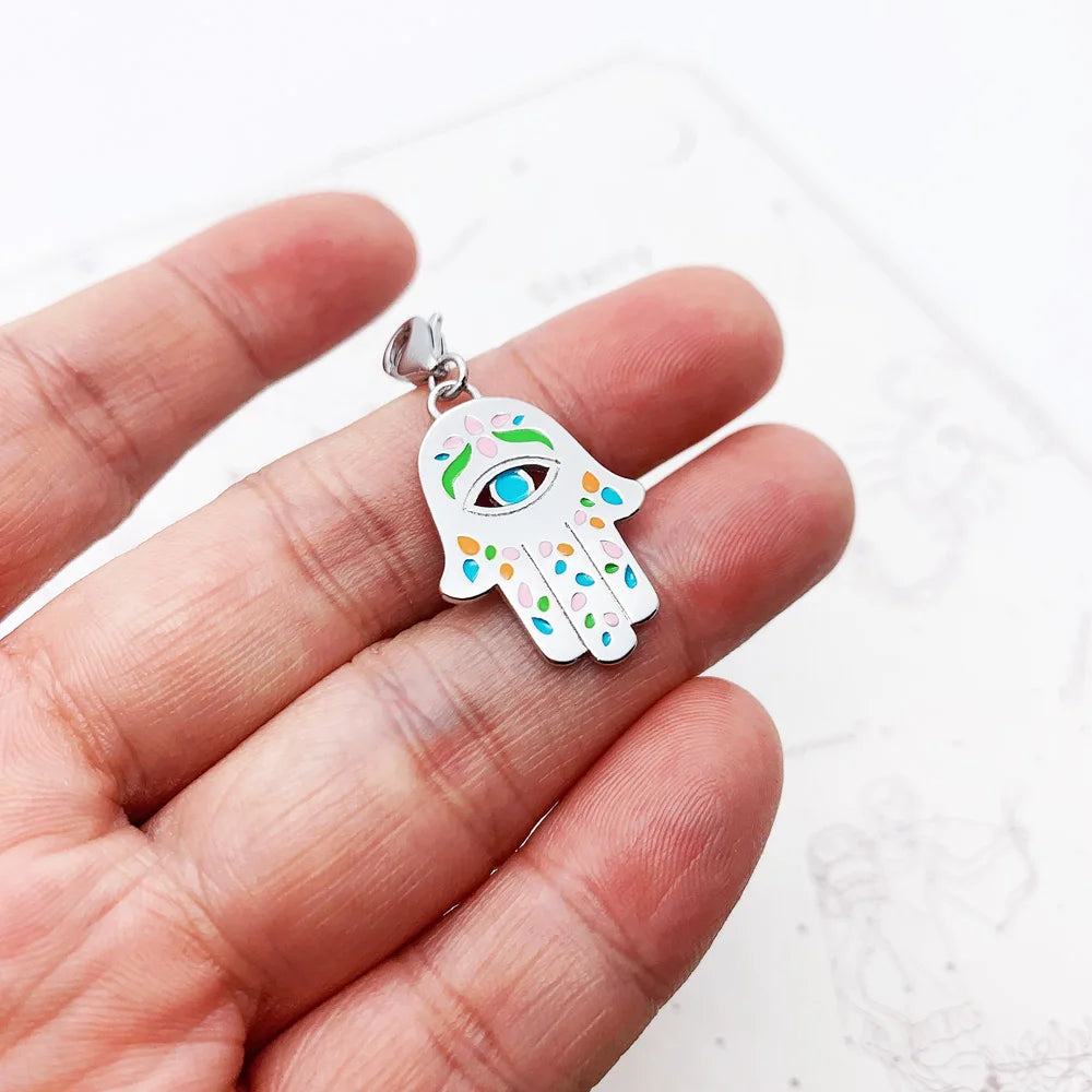 Damen-Charm-Anhänger mexikanische Hand Fatima Hamsa aus Sterlingsilber