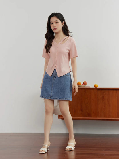 Lässige Damen-Bluse aus Lyocell mit Blumenärmeln und lockerem Schnitt – vielseitiges Sommer-Oberteil für jeden Anlass