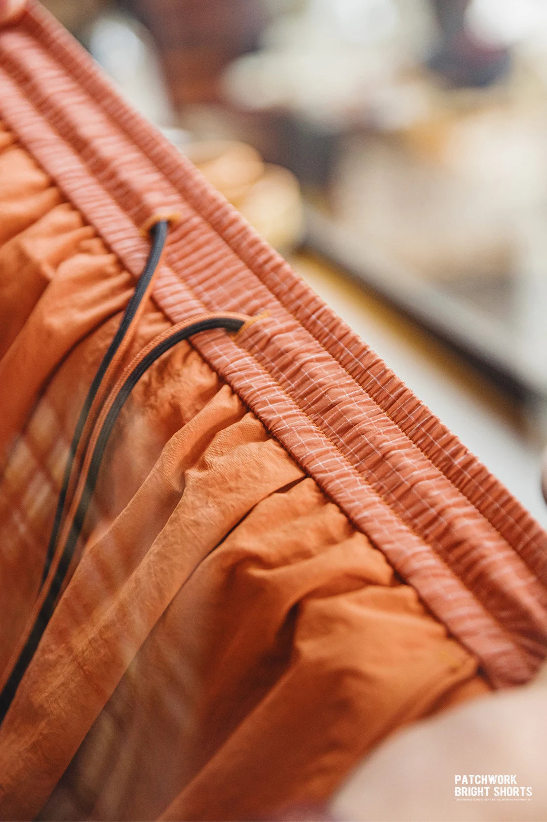 Männer Sommer Shorts aus leichtem Patchwork mit elastischer Taille in orange