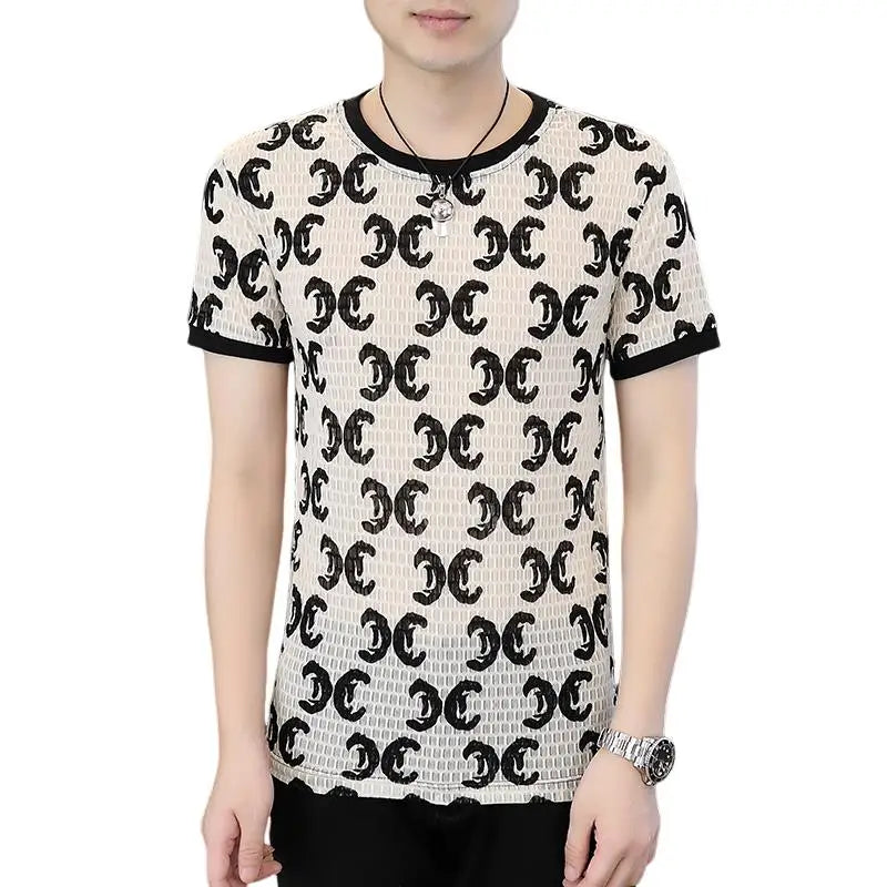 Herren T-Shirt aus Seide mit lässigem Rundhalsausschnitt und kurzen Ärmeln
