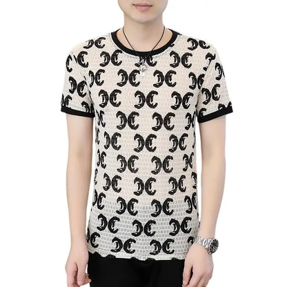 Herren T-Shirt aus Seide mit lässigem Rundhalsausschnitt und kurzen Ärmeln