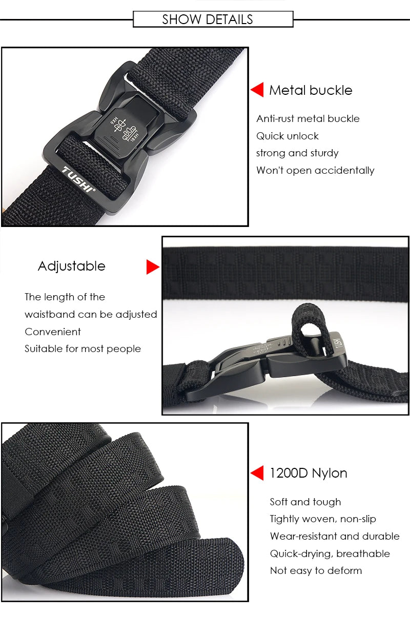 Unisex-Taktischer Gürtel aus Nylon mit Schnellverschluss und Breite 3,8 cm für Outdoor