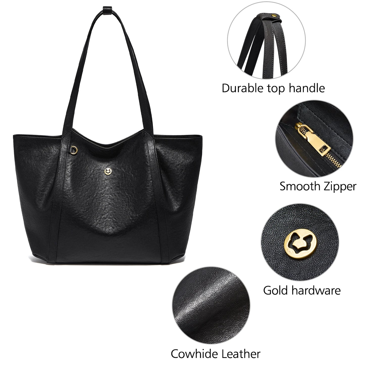 Damen-Tote-Tasche aus Rindleder mit großer Kapazität und leichtem Gewicht für Pendeln und Alltag