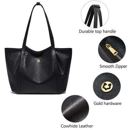 Damen-Tote-Tasche aus Rindleder mit großer Kapazität und leichtem Gewicht für Pendeln und Alltag