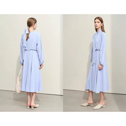 Zeitloses Damenkleid Aus Chiffon Mit Laternenärmeln Bürodamen