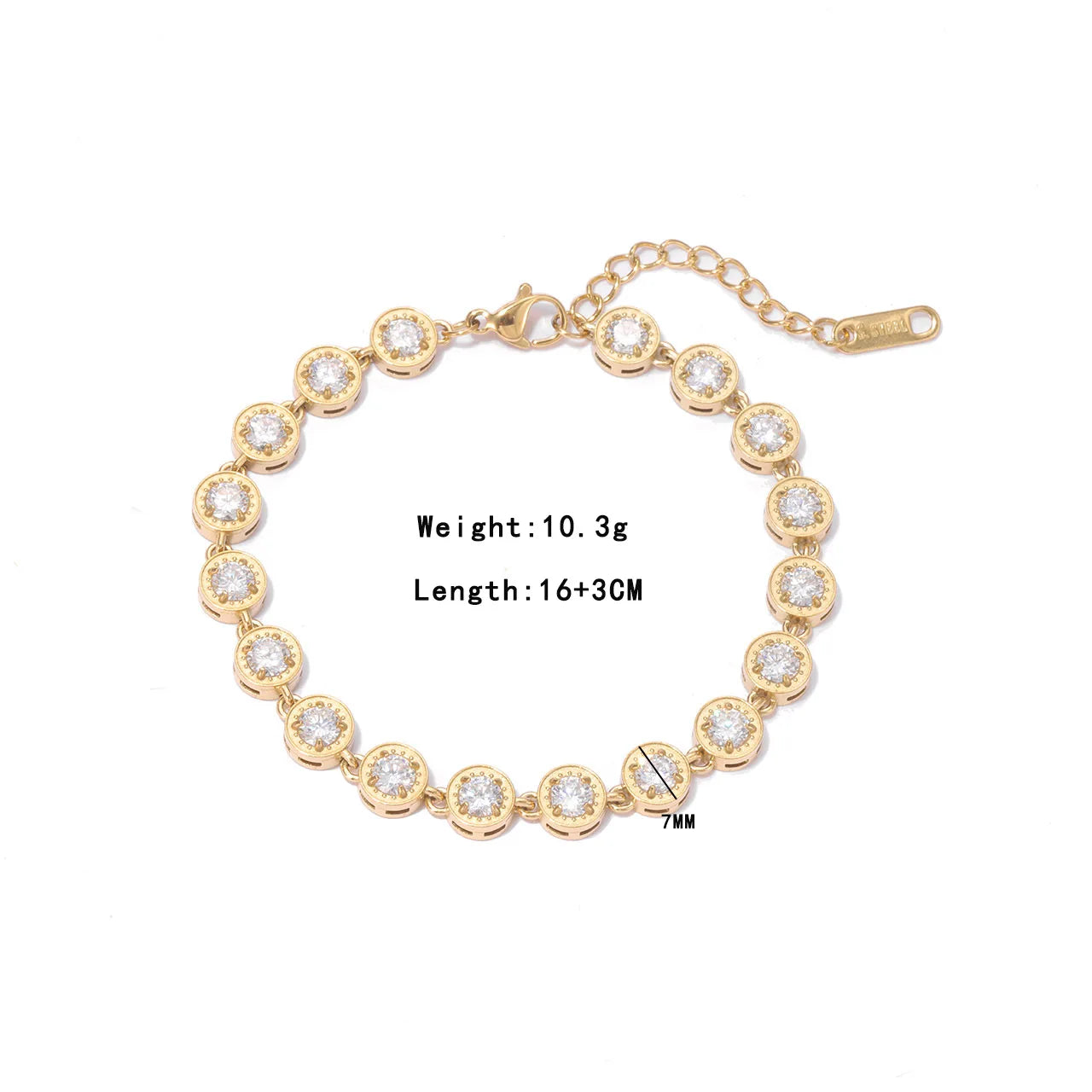 Damen-Charm-Armband mit Zirkonia-Kette aus Edelstahl