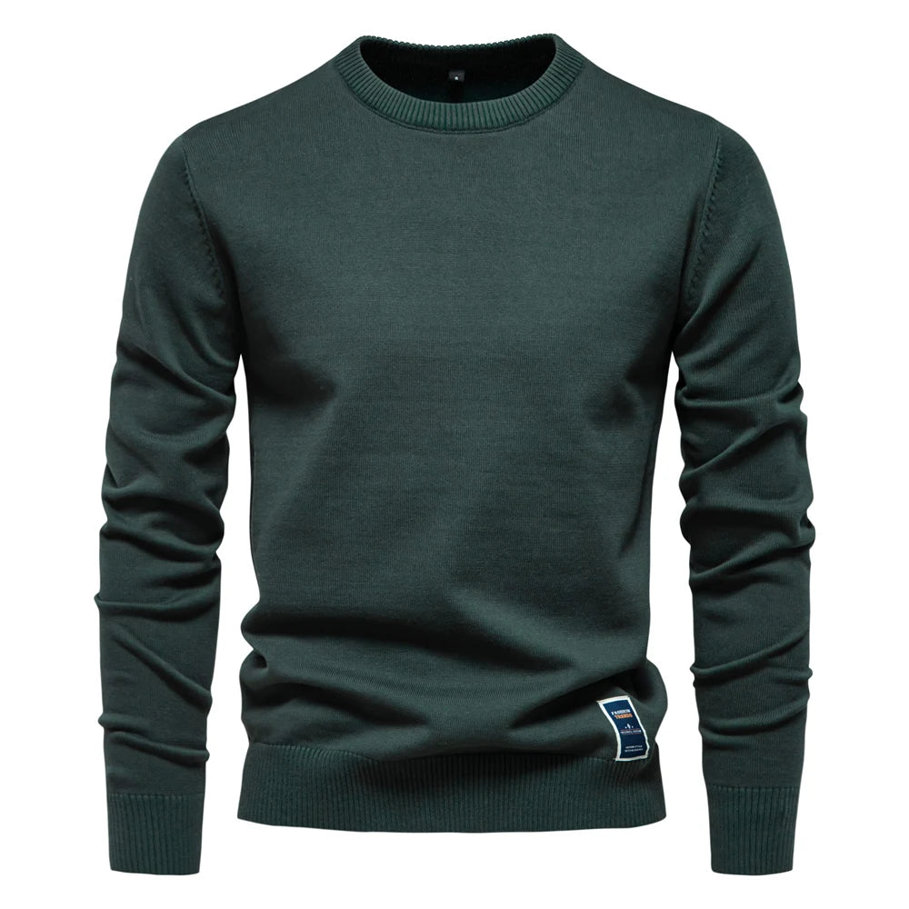 Herren Pullover aus massiver Baumwolle mit Rundhalsausschnitt und klassischem Design
