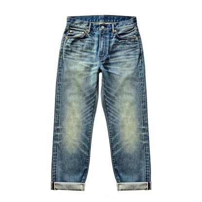 Herren Jeans im Used-Look mit Schnurrbart-Effekt aus Selvedge-Denim