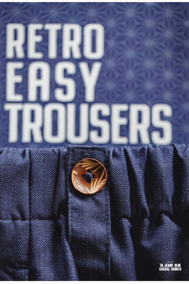 Herren Shorts im Retro-Stil aus gewaschenem Denim mit elastischem Bund und Kordelzug