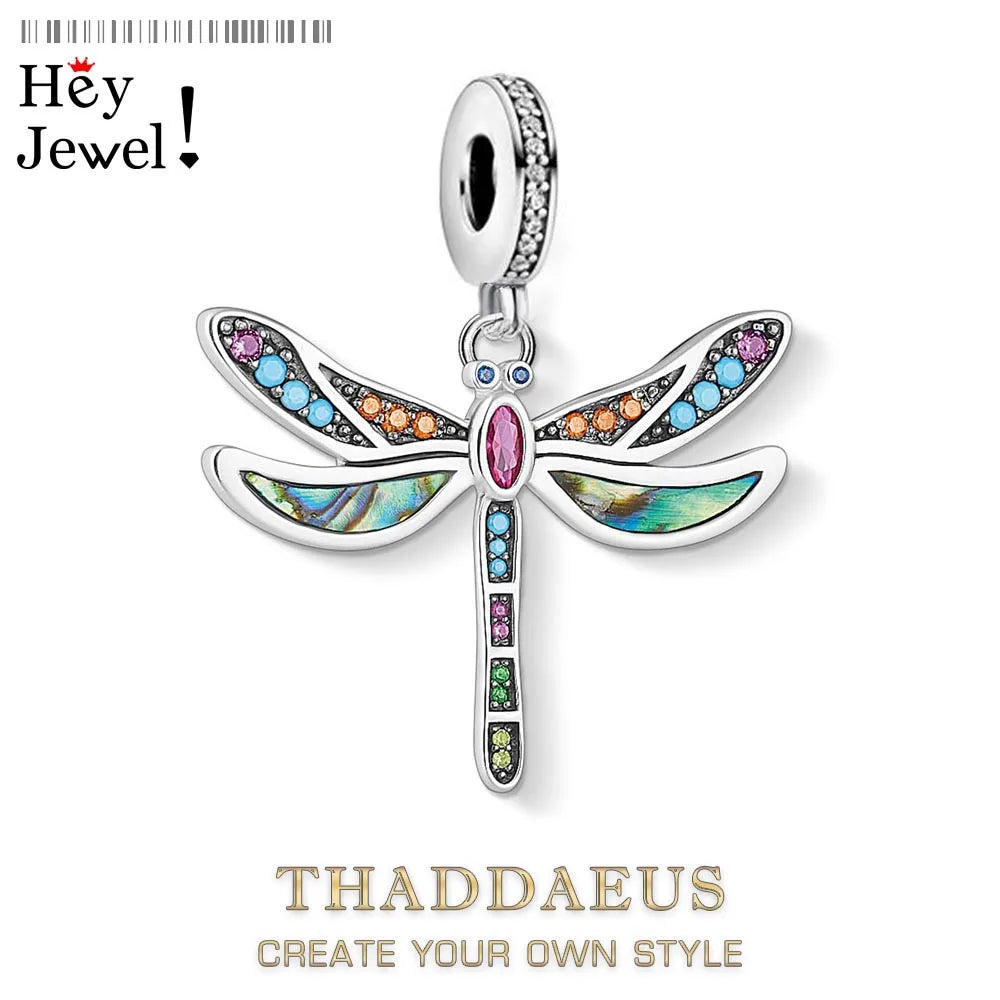 Damen-Charm-Anhänger bunte Libelle Böhmen aus Sterlingsilber