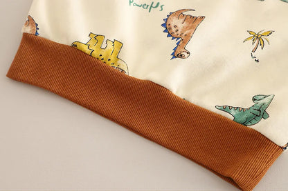 Kinder Hoodie-Set mit Cartoon-Dinosaurier-Pullover und lockeren Hosen für Jungen