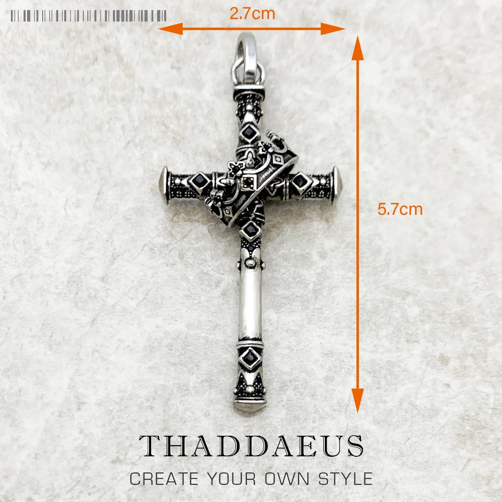 Damen-Charm-Anhänger Kreuz und Krone majestätisch aus Sterlingsilber