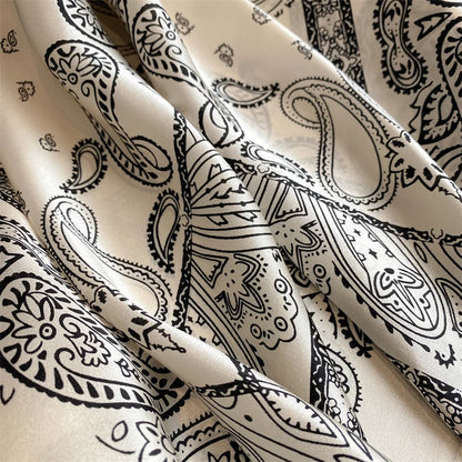Damen Seidenschal quadratisch Blumenprint Bandana Halstuch 53cm