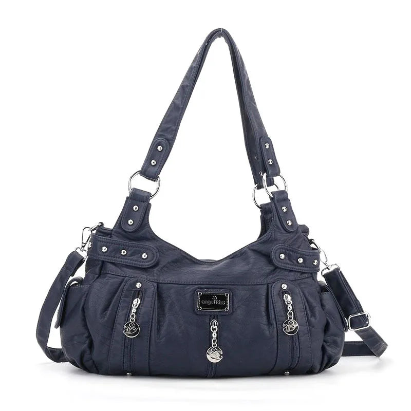 Damen-Schultertasche aus PU-Material Mit Großem Fassungsvermögen und Reißverschluss für Alltag und Freizeit
