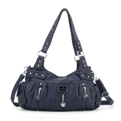 Damen-Schultertasche aus PU-Material Mit Großem Fassungsvermögen und Reißverschluss für Alltag und Freizeit