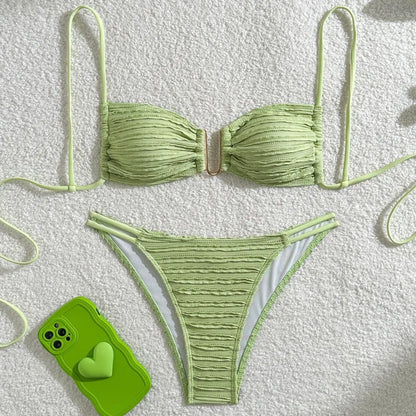 Gestreifter Bikini-Set für Damen – Sexy Bademode im brasilianischen Stil für Strand und Pool