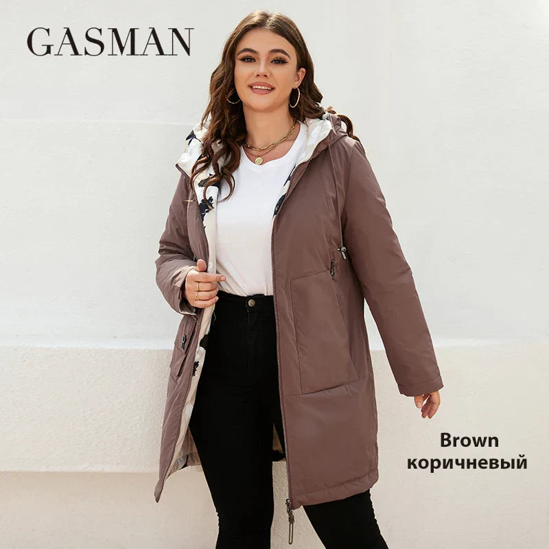 Eleganter Damen-Daunenmantel mit Stehkragen und Kapuze – ideal für den Winter