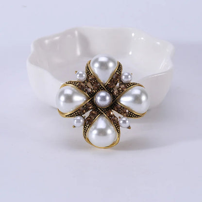 Brosche Kreuz Perle Strass Barock Vintage Luxus Hochzeit Party Damen