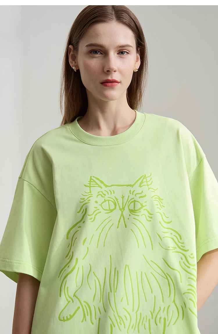 Damen T-Shirt mit Druck im lässigen Rundhals-Stil für das Büro