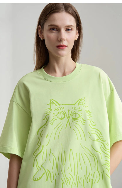 Damen T-Shirt mit Druck im lässigen Rundhals-Stil für das Büro