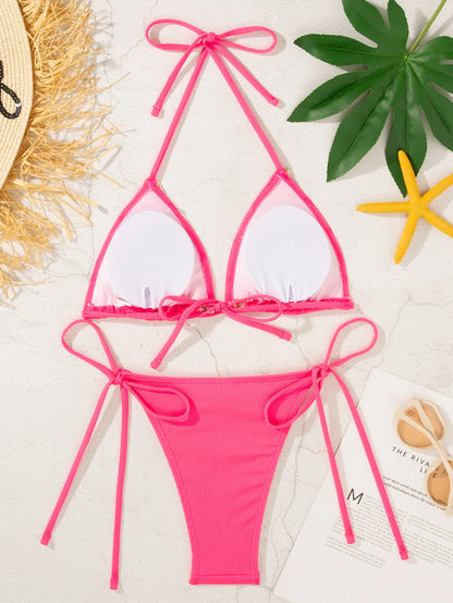 Gestreifter Push-up-Bikini für Damen – Sexy Badeanzug im brasilianischen Stil für Strand und Pool