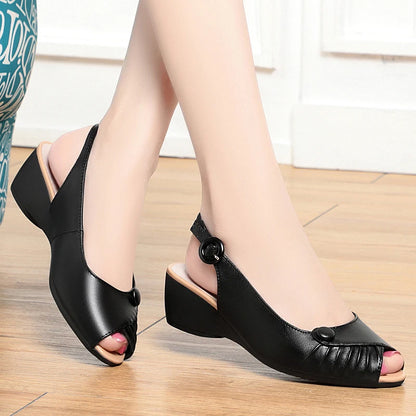 AIYUQI 2025, neue frauen sandalen Keil ferse fisch mund weibliche schuhe Große größe one-strap sandalen frauen