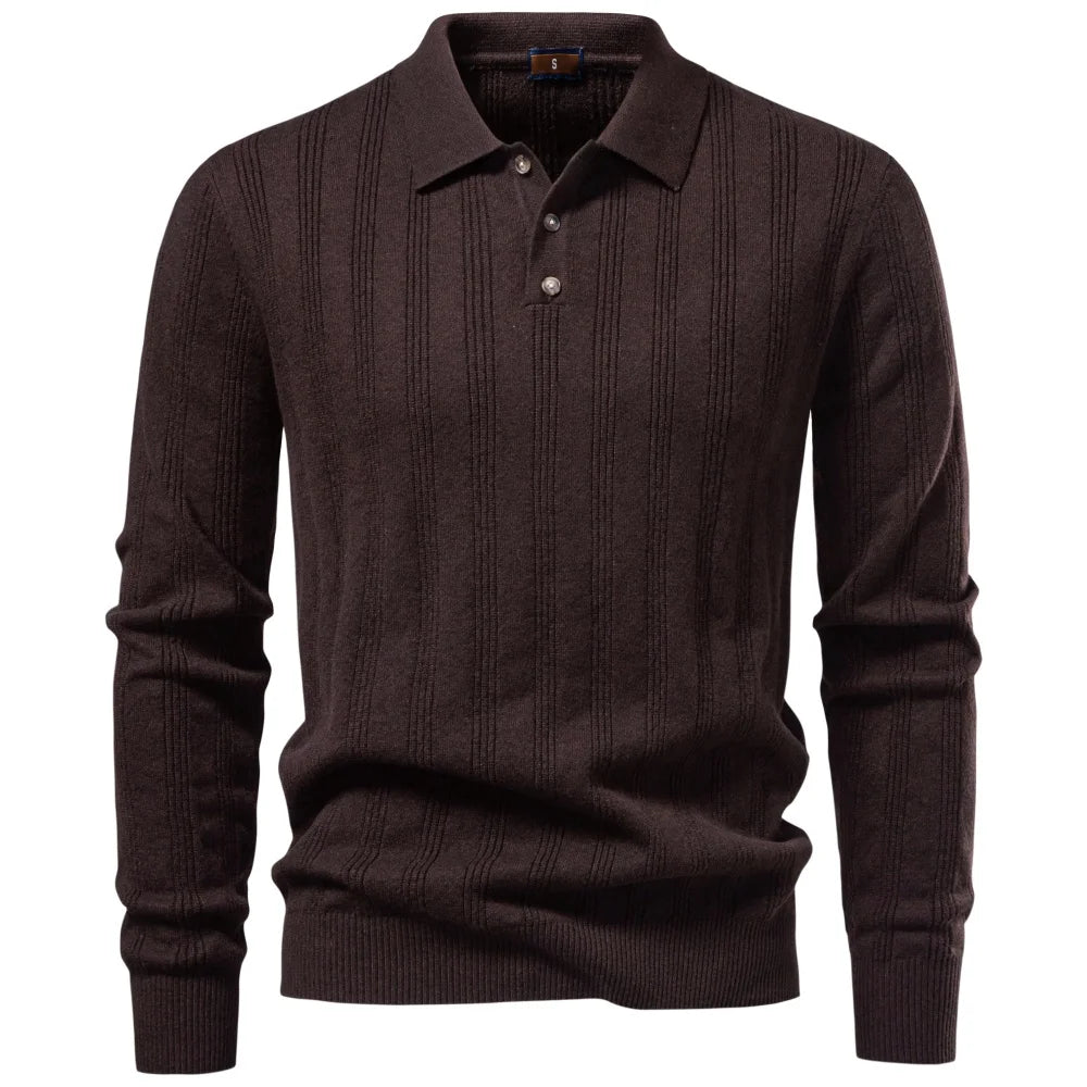 Herren Strickpoloshirt Aus Kunstkaschmir Komfort Elegant