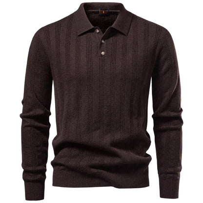 Herren Strickpoloshirt Aus Kunstkaschmir Komfort Elegant