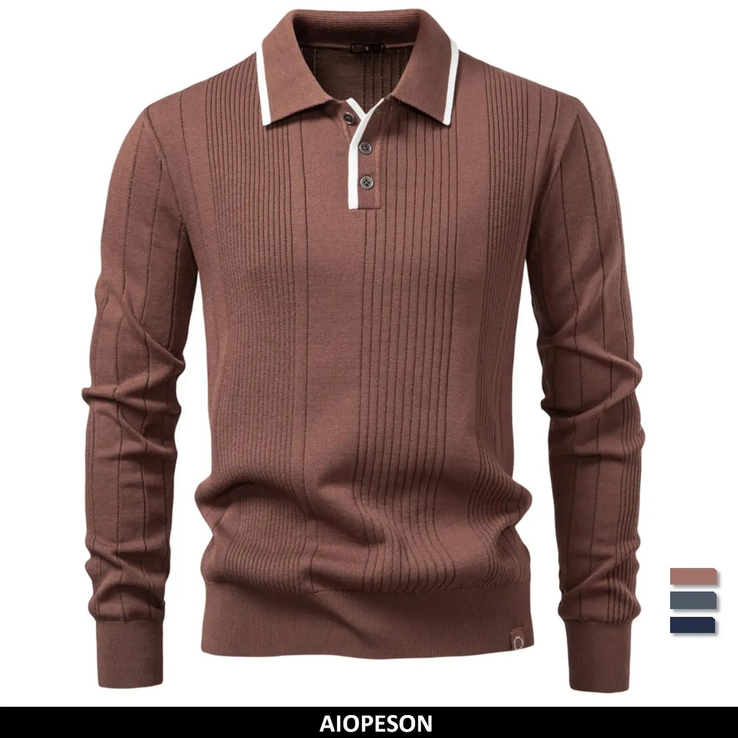 Premium Langarm Poloshirt Herren Knitterresistent Business