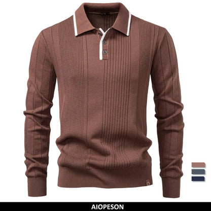 Premium Langarm Poloshirt Herren Knitterresistent Business
