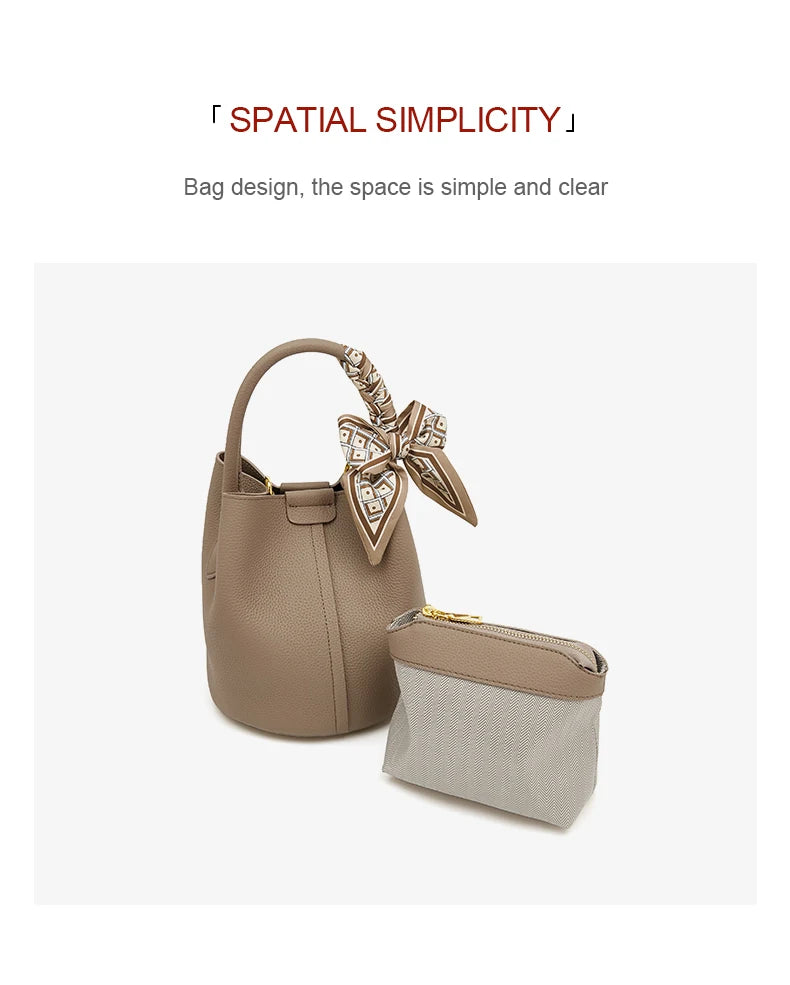 Damen Schultertasche Crossbody aus echtem Leder und Mikrofaser