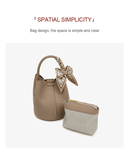 Damen Schultertasche Crossbody aus echtem Leder und Mikrofaser