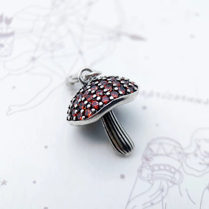 Damen-Charm-Anhaenger Pilz mit CZ-Pave aus Sterlingsilber